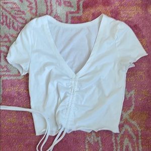 White Ruched Crop Top
